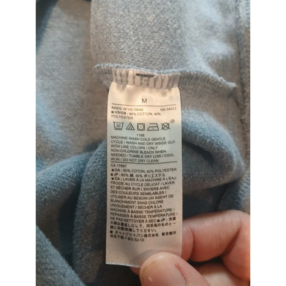 Banana Republic Mens Blue Waffle Knit Henley Eco Hoodie Pullover Medium Blue